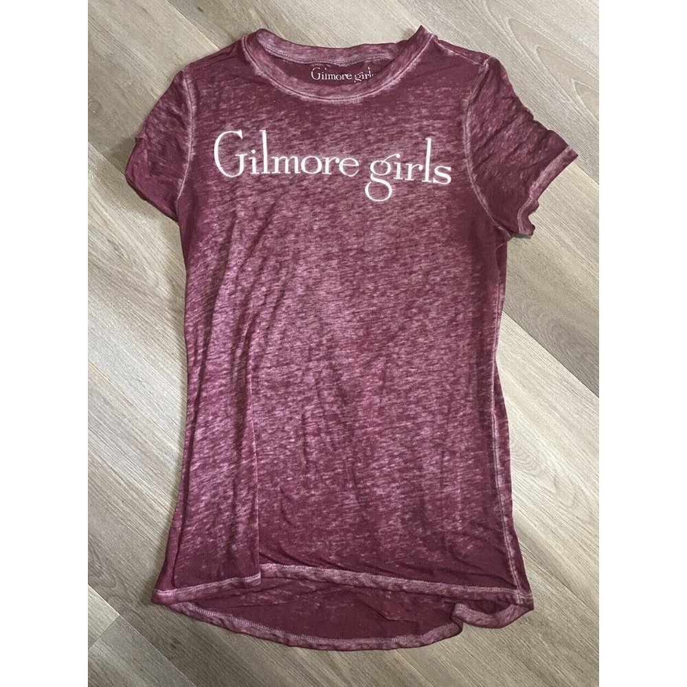 Gilmore Girls Red Sheer Round Neck Short Sleeve Shirt Top Womens Size Small